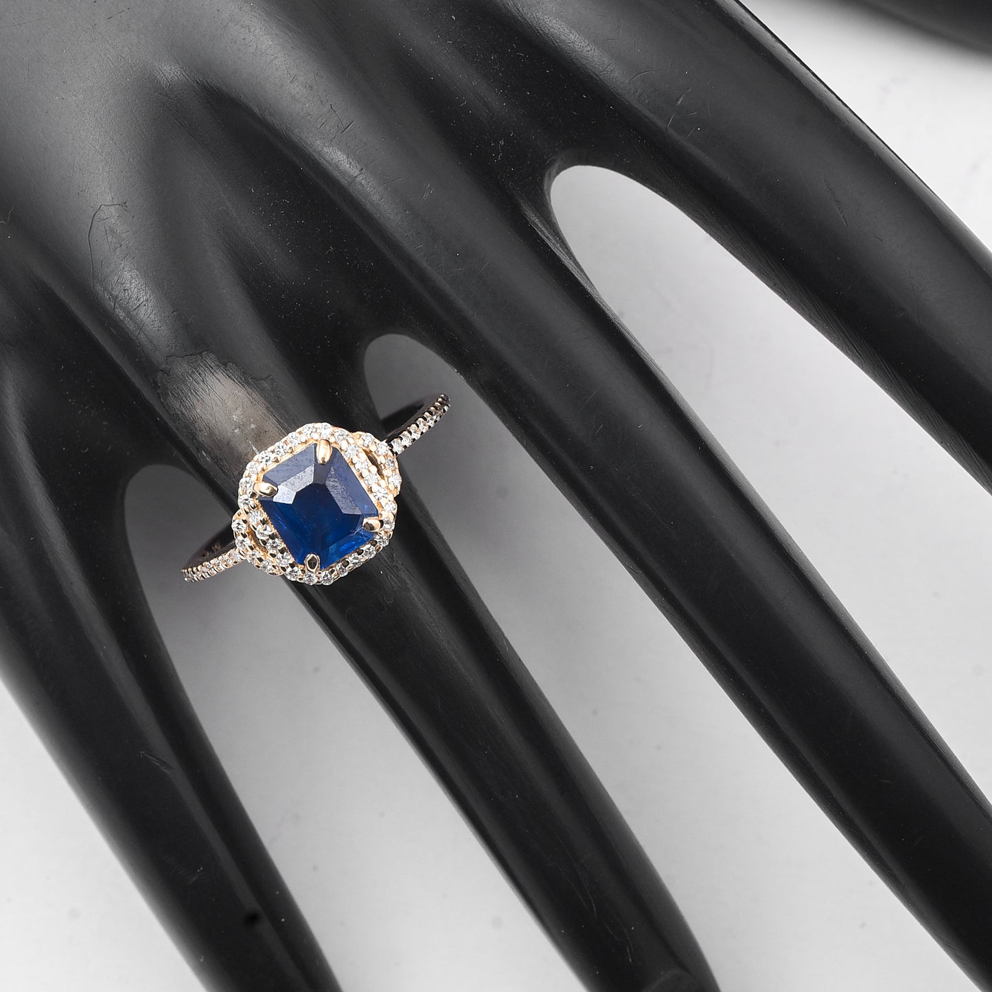 1.79 Ct Octagon Step Cut Natural Sapphire 14K Gold Ring