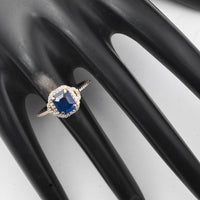 1.79 Ct Octagon Step Cut Natural Sapphire 14K Gold Ring