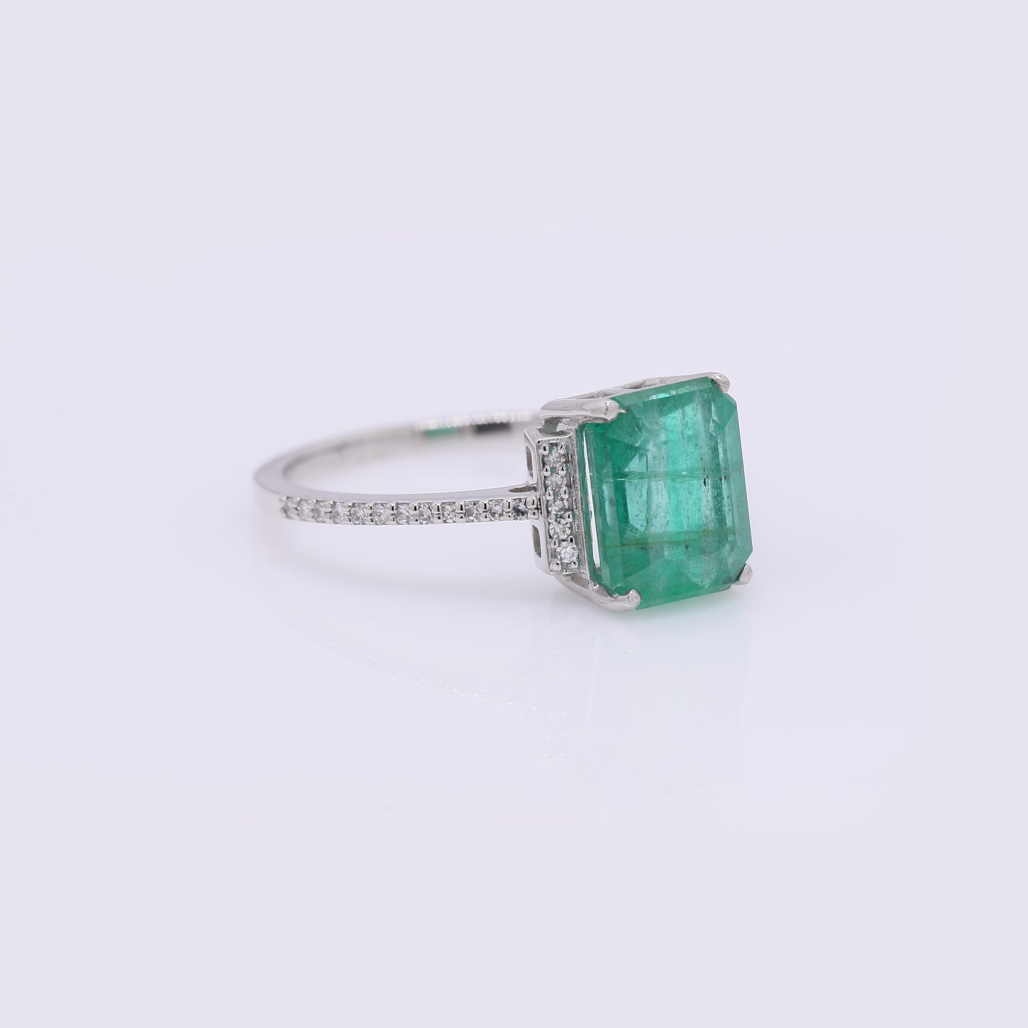 2.38 Ct Octagon Step Cut Natural Emerald 950 Platinum Ring