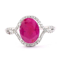 2.05 Ct Oval Mixed Cut Natural Ruby 950 Platinum Ring