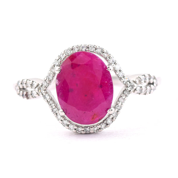 2.05 Ct Oval Mixed Cut Natural Ruby 950 Platinum Ring