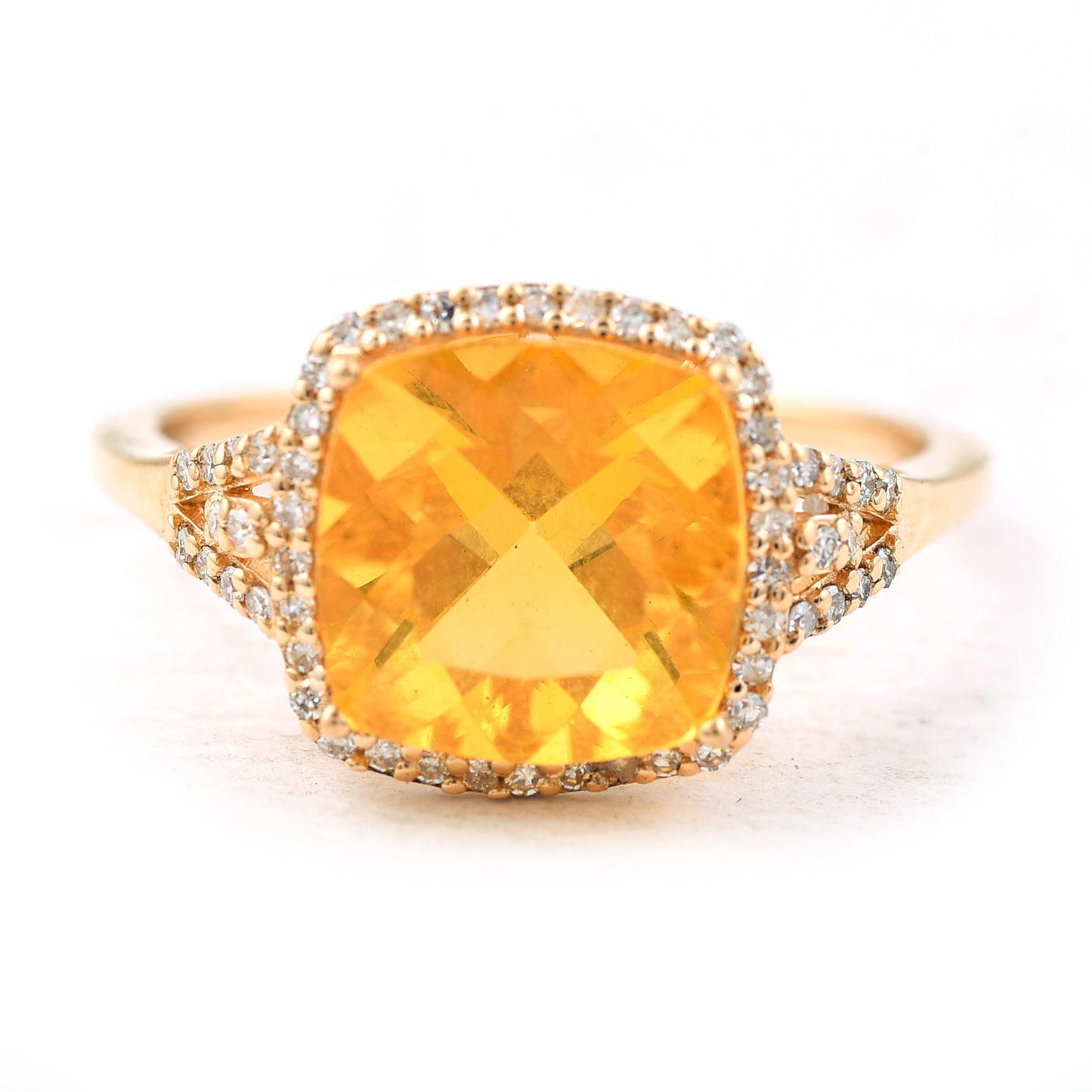 2.09 Ct Cushion Mixed Cut Natural Fire Opal 14K Gold Ring