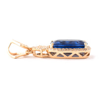 2.04 Ct Cushion Mixed Cut Natural Sapphire 14K Gold Pendant