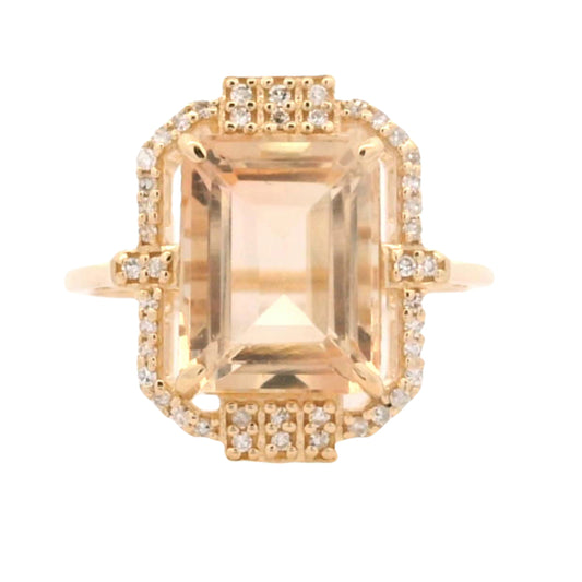 3.88 Ct Octagon Oregon Sunstone 14K Gold Ring