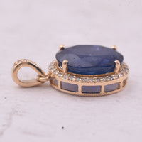 3.87 Ct Oval Mixed Cut Natural Sapphire 14K Gold Pendant
