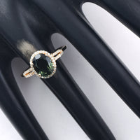 1.86 Ct Oval Mixed Cut Natural Green Tourmaline 14K Gold Ring