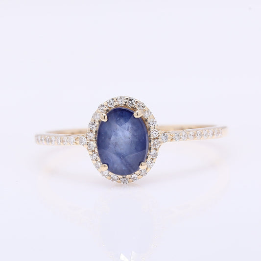 1.22 Ct Oval Mixed Cut Natural Sapphire 14K Gold Ring
