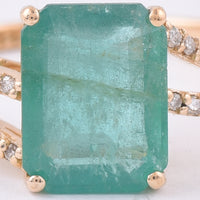 1.91 Ct Octagon Step Cut Natural Emerald 14K Gold Ring