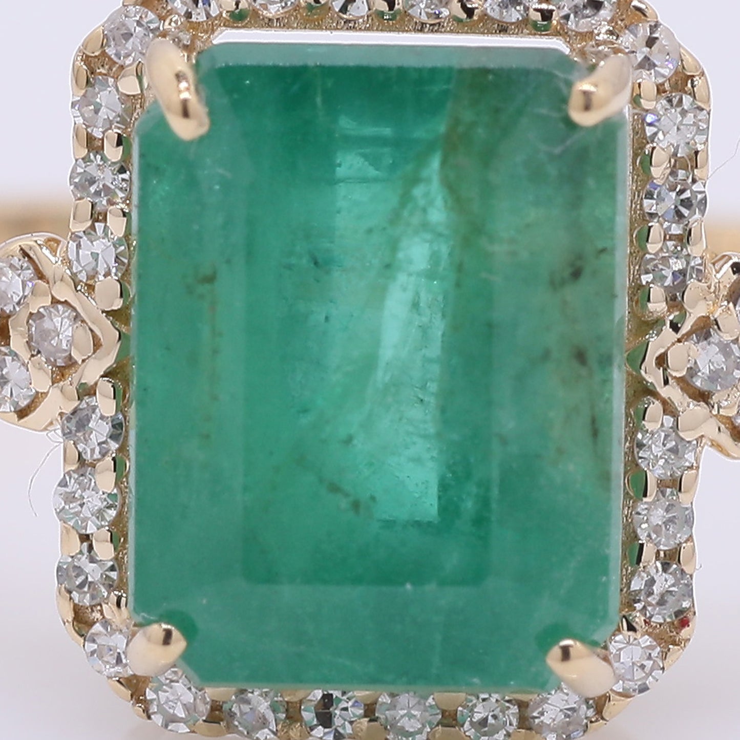 2.83 Ct Octagon Step Cut Natural Emerald 14K Gold Ring