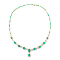 21.53 Ct Natural Emerald 14K Gold Necklace