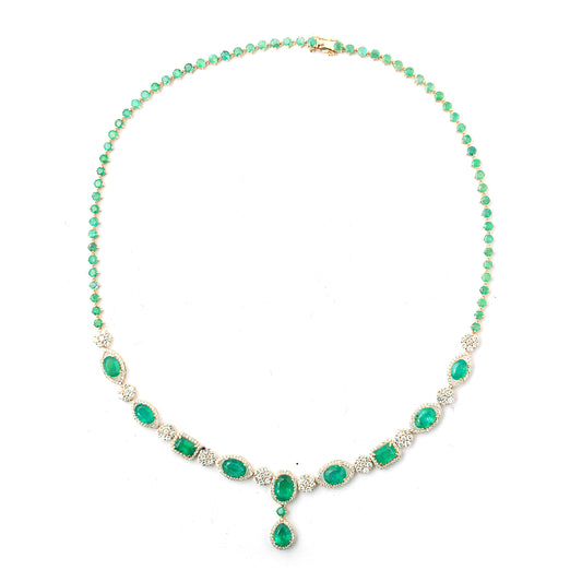 21.53 Ct Natural Emerald 14K Gold Necklace