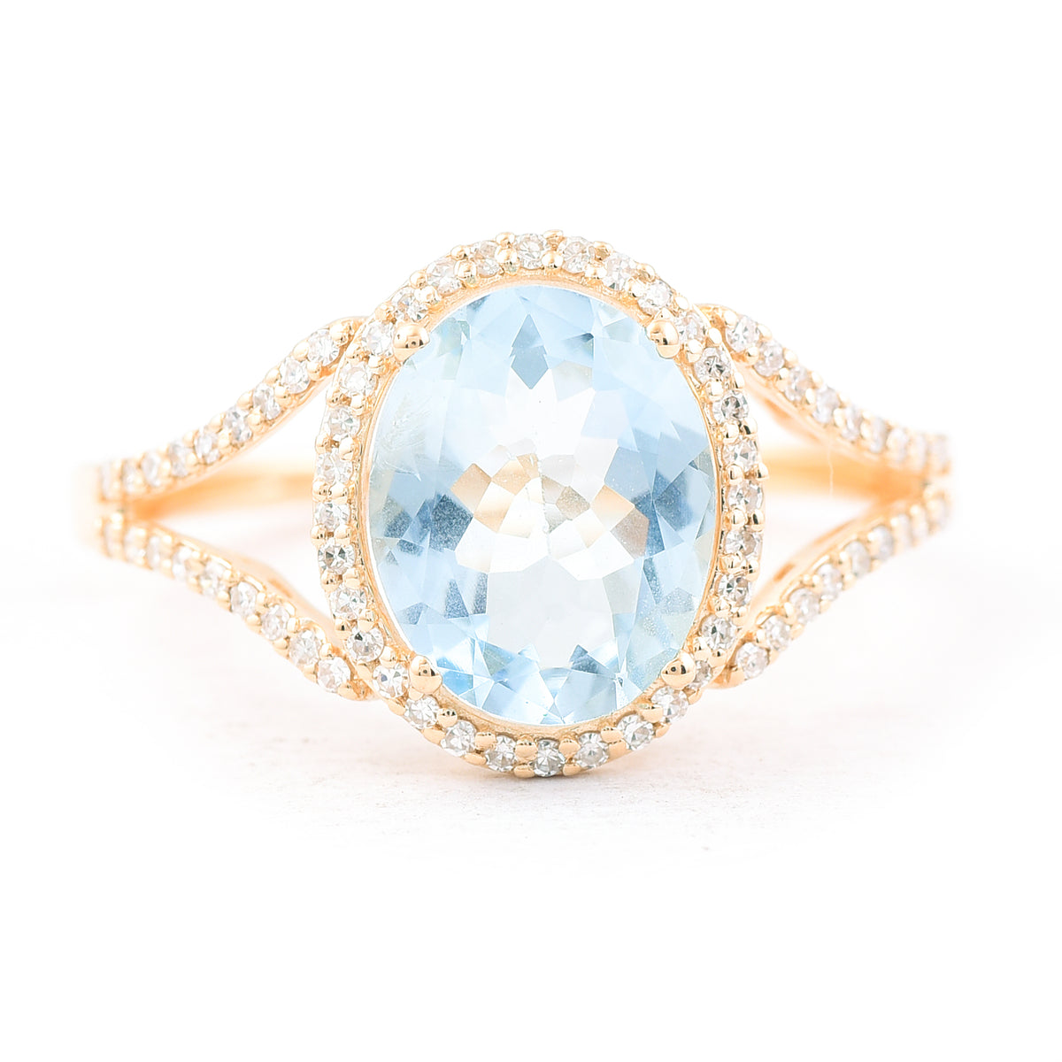 1.96 Ct Oval Mixed Cut Natural Aquamarine 14K Gold Ring