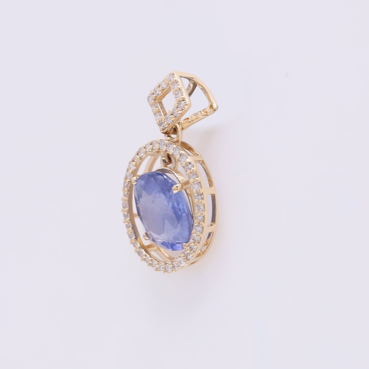 2.16 Ct Oval Mixed Cut Natural Sapphire 14K Gold Pendant