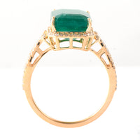 6.04 Ct Octagon Step Cut Natural Emerald 14K Gold Ring