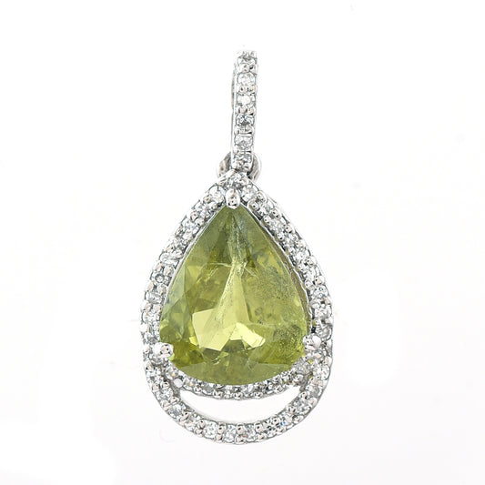 2.41 Ct Pear Mixed Cut Natural Green Sapphire 950 Platinum Pendant