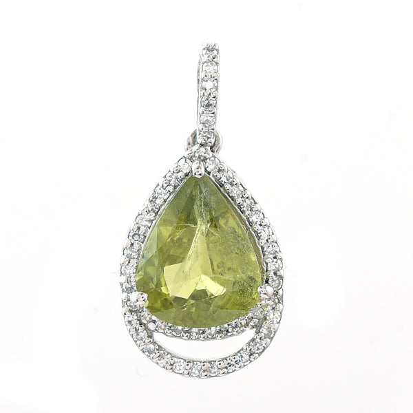 2.41 Ct Pear Mixed Cut Natural Green Sapphire 950 Platinum Pendant