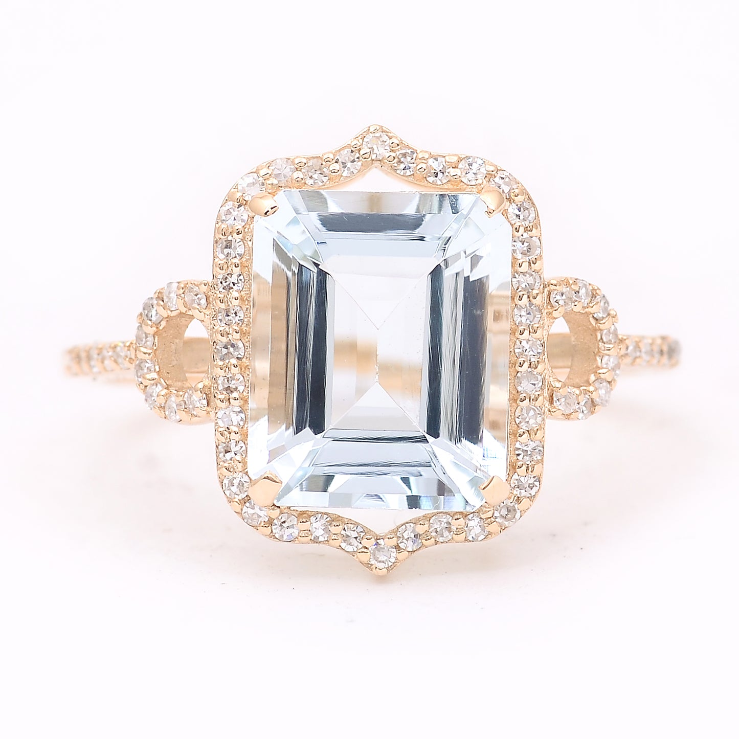 2.86 Ct Octagon Step Cut Natural Aquamarine 14K Gold Ring