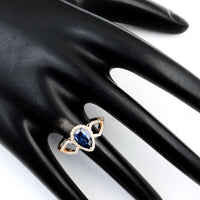 1.76 Ct Pear Mixed Cut Natural Codundum Sapphire 14K Gold Ring