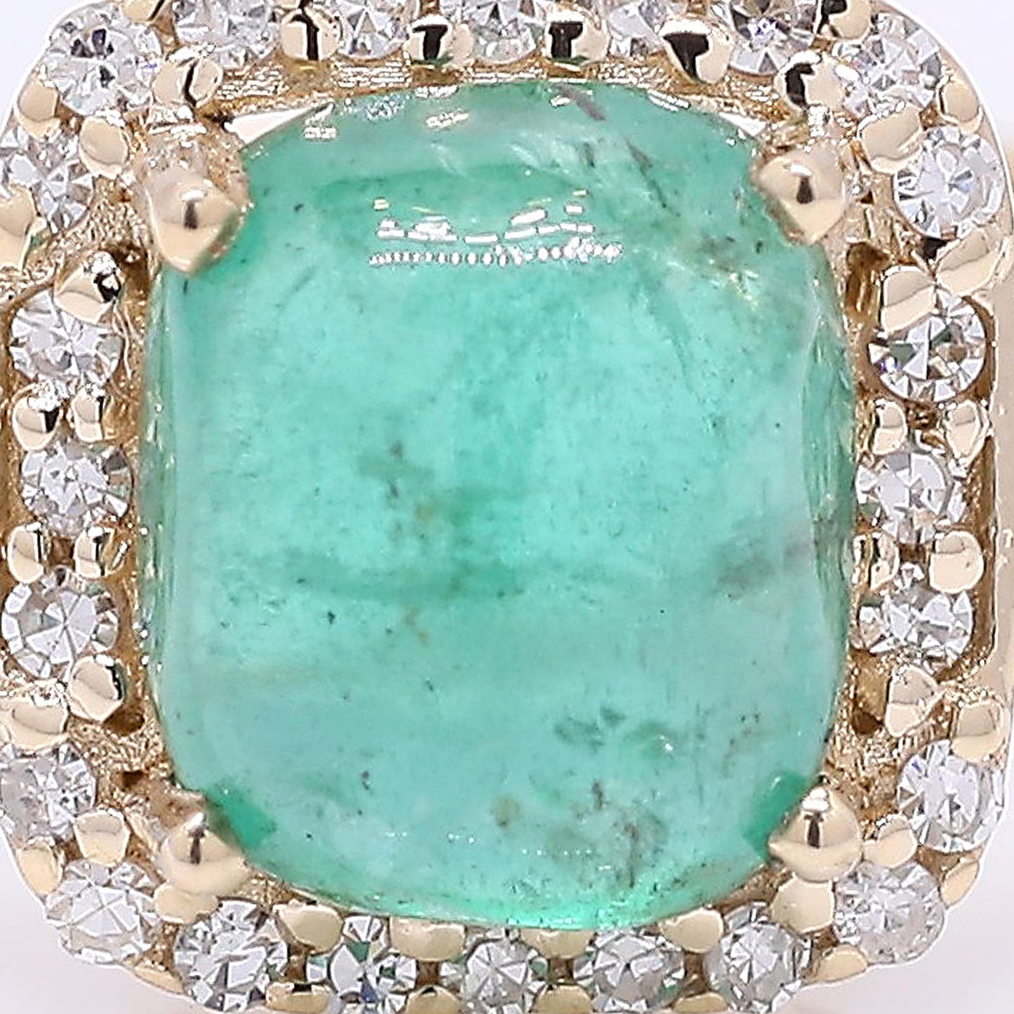 1.11 Ct Cushion Cabochon Natural Emerald 14K Gold Ring