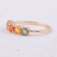 1.12 Ct Round Natural Multi-Coloured Sapphire 14K Gold Ring