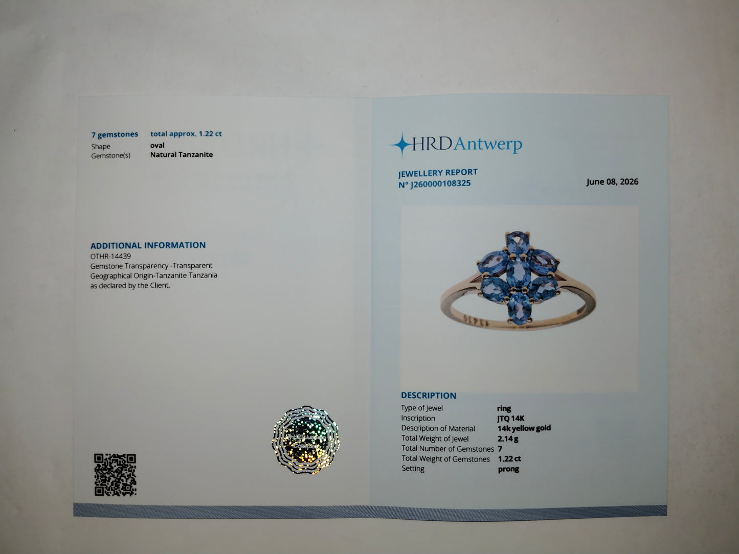 1.22 Ct Oval Mixed Cut Natural Tanzanite 14K Gold Ring