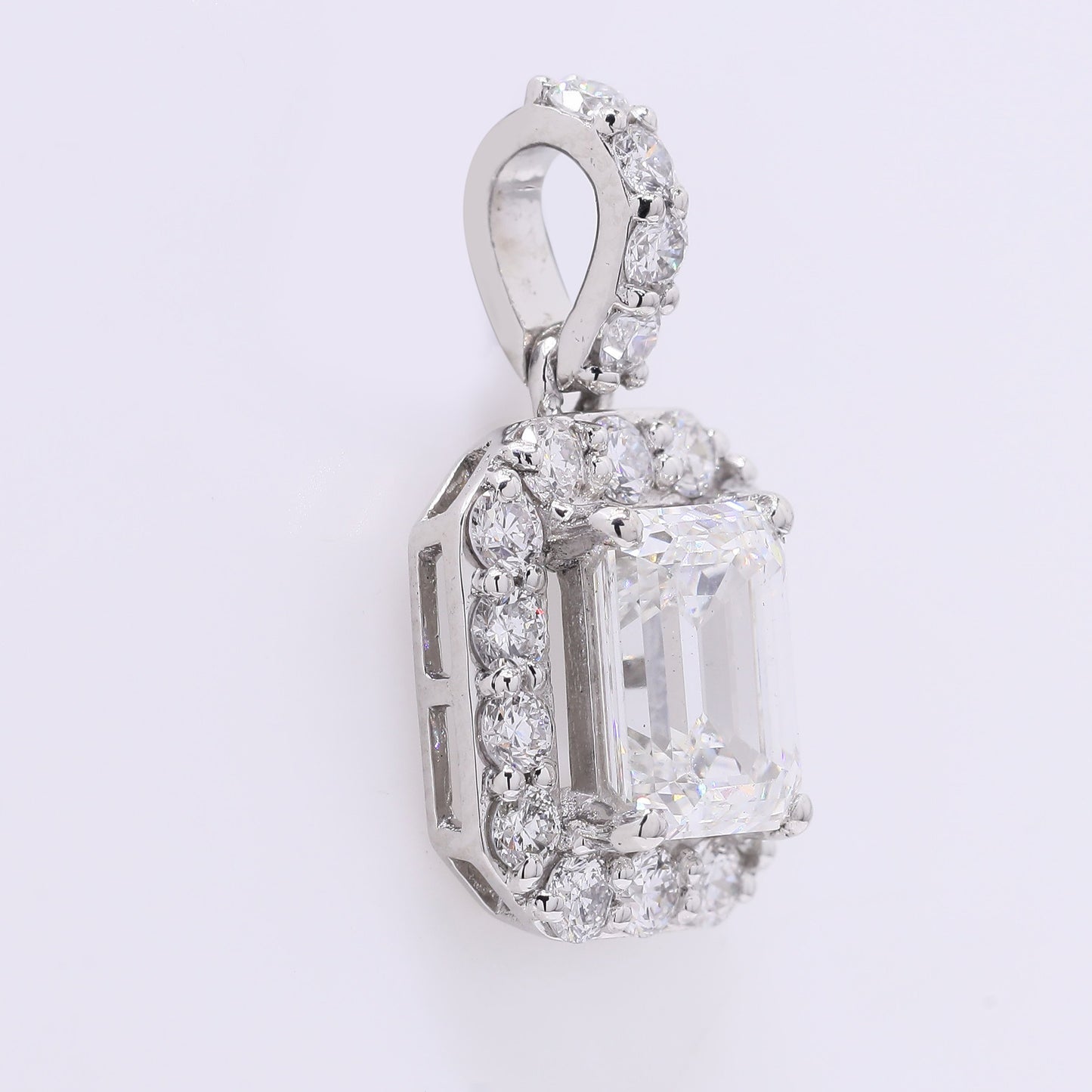 2.10 Ct Emerald Cut Lab Grown Diamond 950 Platinum Pendant