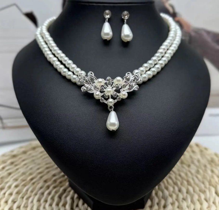 Imitation Pearl Gold Plated Brass Necklace
