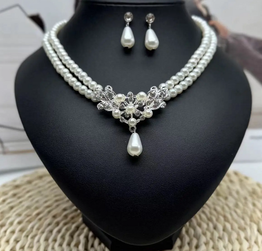 Imitation Pearl Gold Plated Brass Necklace