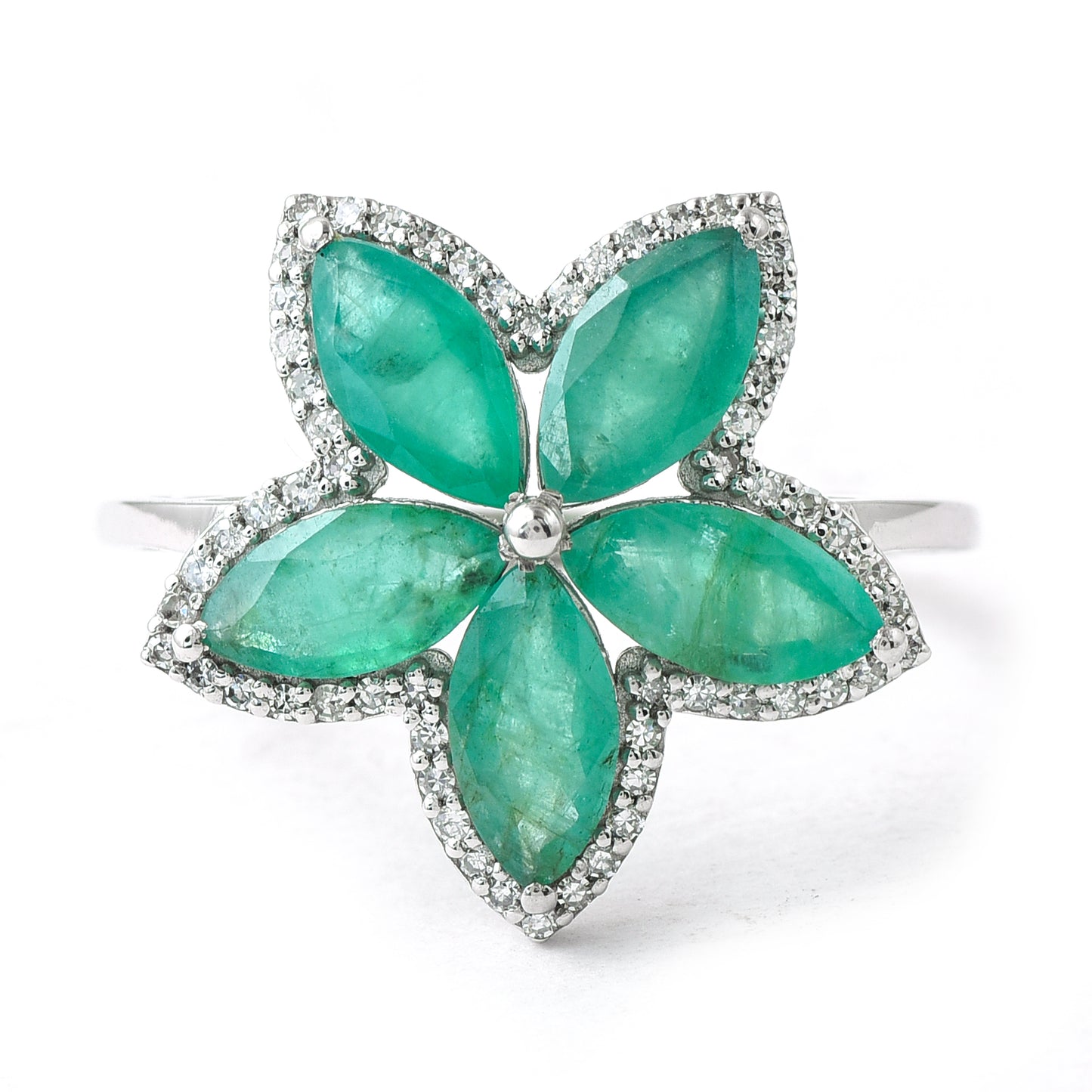 4.24 Ct Marquise Mixed Cut Natural Emerald 950 Platinum Ring