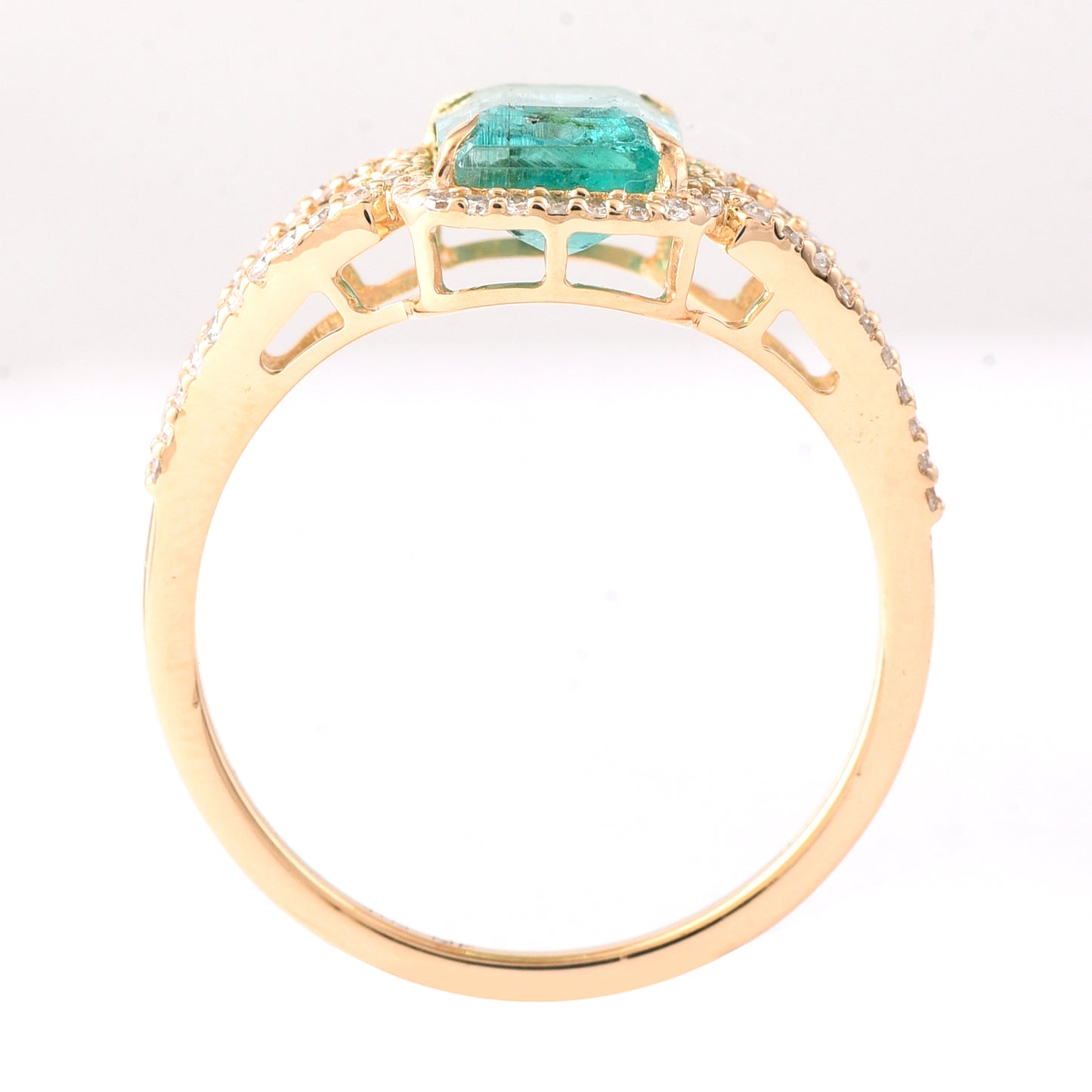 1.81 Ct Octagon Step Cut Natural Emerald 14K Gold Ring