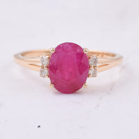 2.62 Ct Oval Natural Ruby 14K Gold Ring