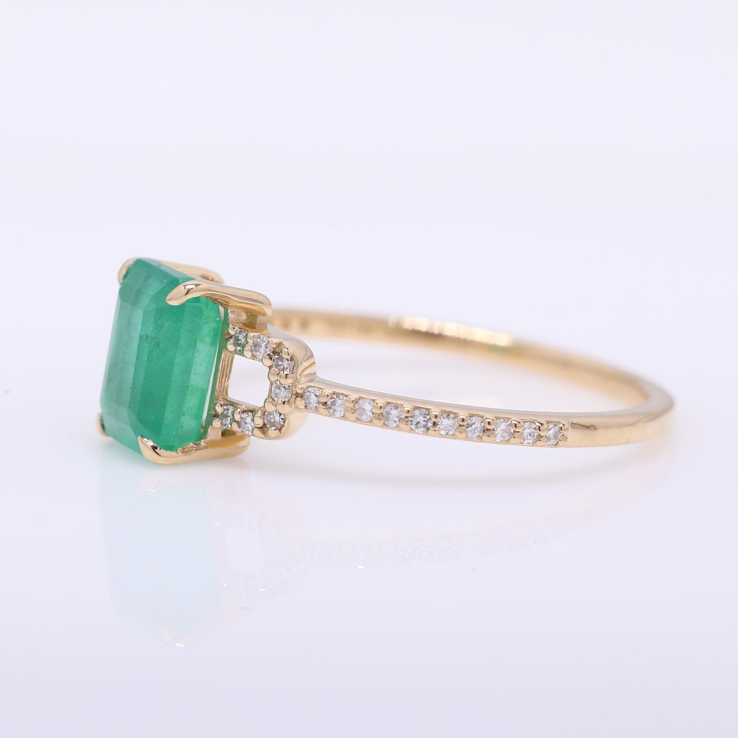 1.35 Ct Octagon Step Cut Natural Emerald 14K Gold Ring