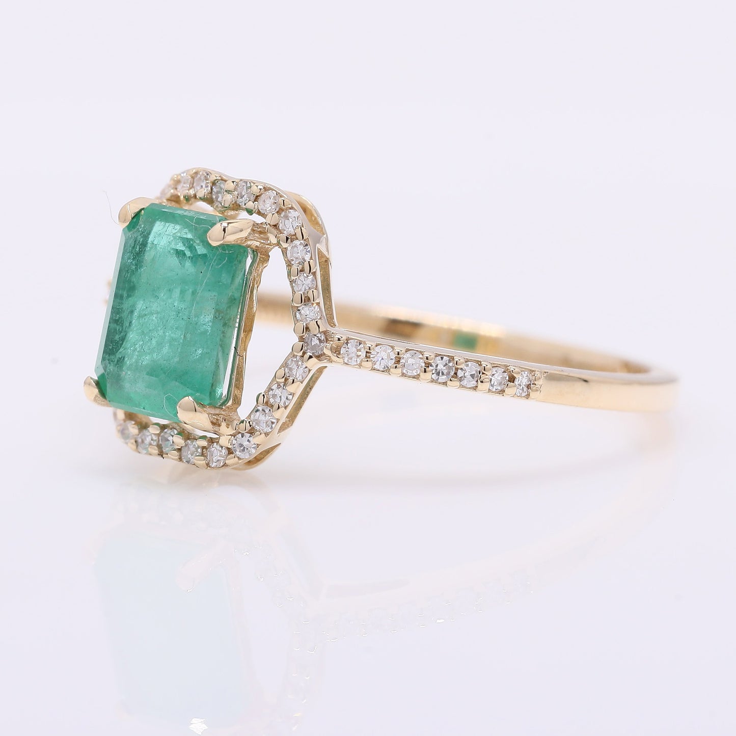 1.41 Ct Octagon Step Cut Natural Emerald 14K Gold Ring