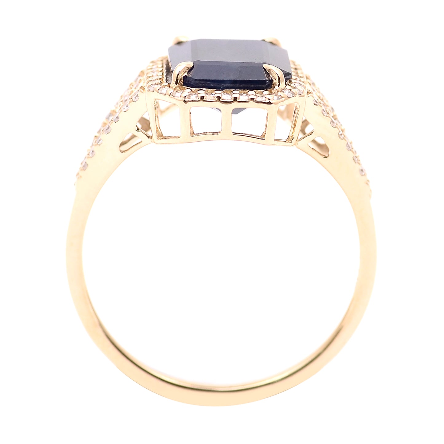 3.21 Ct Octagon Natural Sapphire 14K Gold Ring