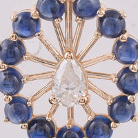 1.39 Ct Round Cabochon Cut Natural Sapphire 14K Gold Pendant