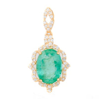 2.25 Ct Oval Natural Emerald 14K Gold Pendant