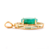 2.81 Ct Oval Mixed Cut Natural Emerald 14K Gold Pendant