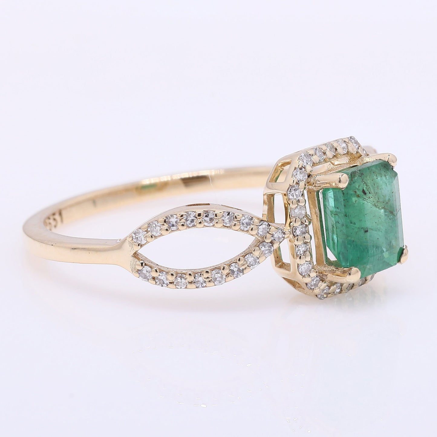 1.14 Ct Octagon Step Cut Natural Emerald 14K Gold Ring