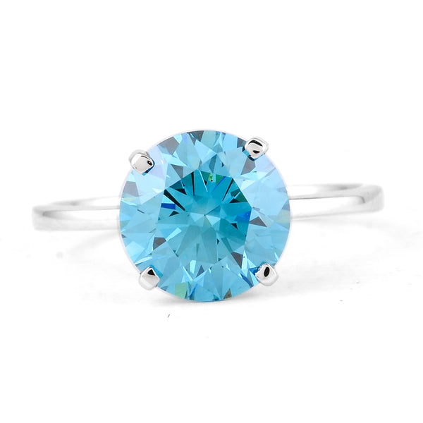 3.08 Carats Blue Lab Grown Diamond 14K Gold Ring