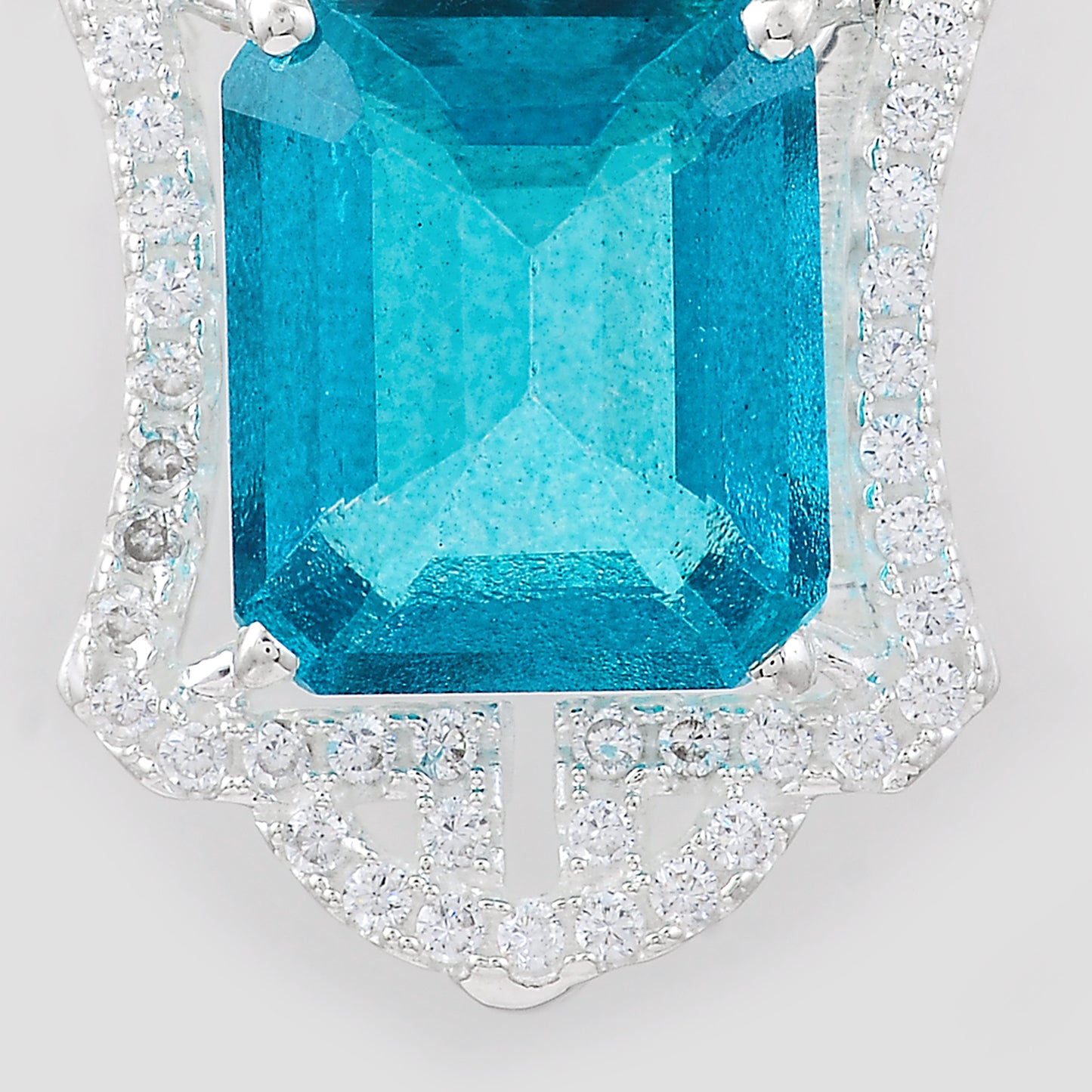 7.01 Ct Octagon Pariba Topaz, Cubic Zirconia, 925 Sterling Silver Pendant
