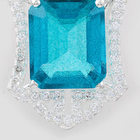 7.01 Ct Octagon Pariba Topaz, Cubic Zirconia, 925 Sterling Silver Pendant