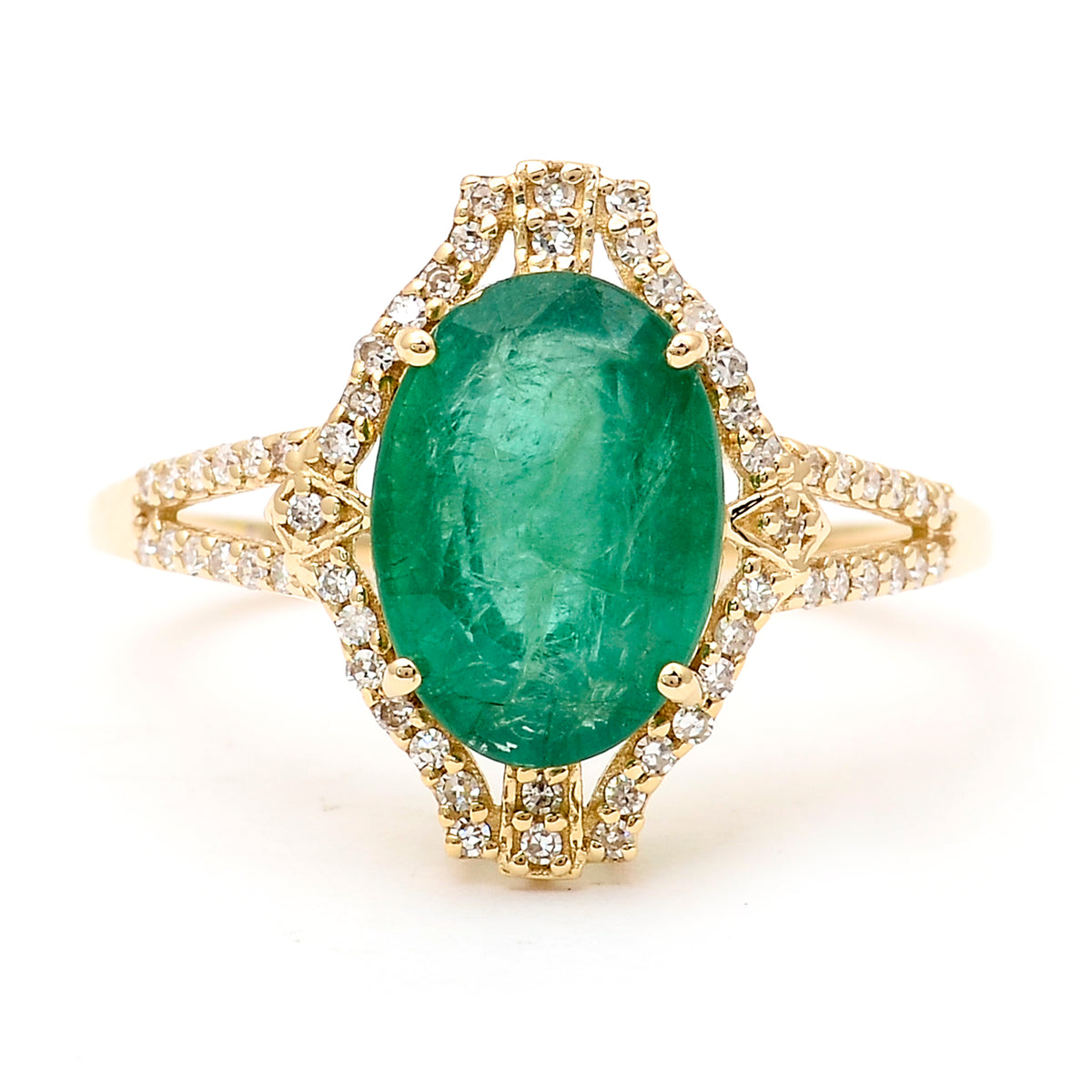 2.69 Ct Oval Natural Emerald 14K Gold Ring
