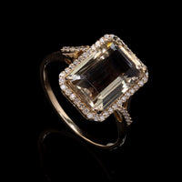 4.84 Ct Octagon Step Cut Natural Sunstone 14K Gold Ring