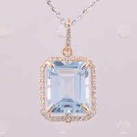 4.41 Ct Octagon Blue Topaz 9K Gold Pendant