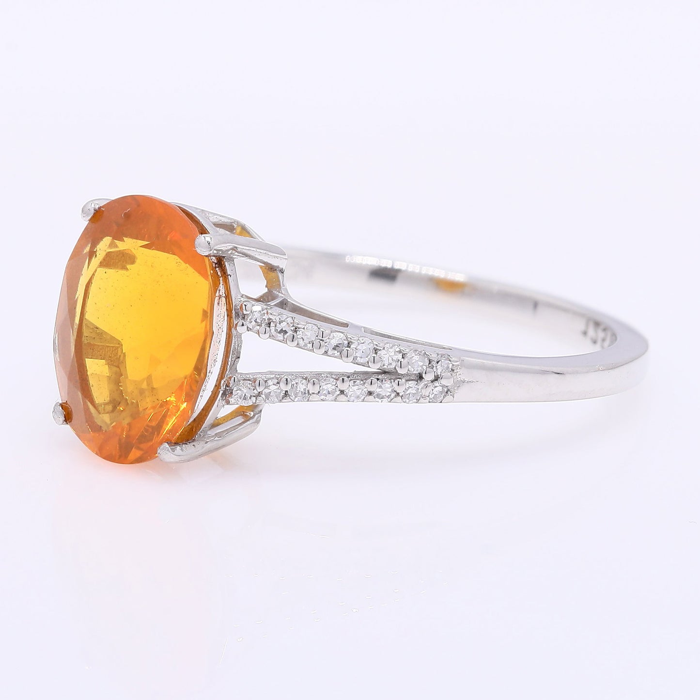 1.89 Ct Oval Mixed Cut Natural Fire Opal 950 Platinum Ring