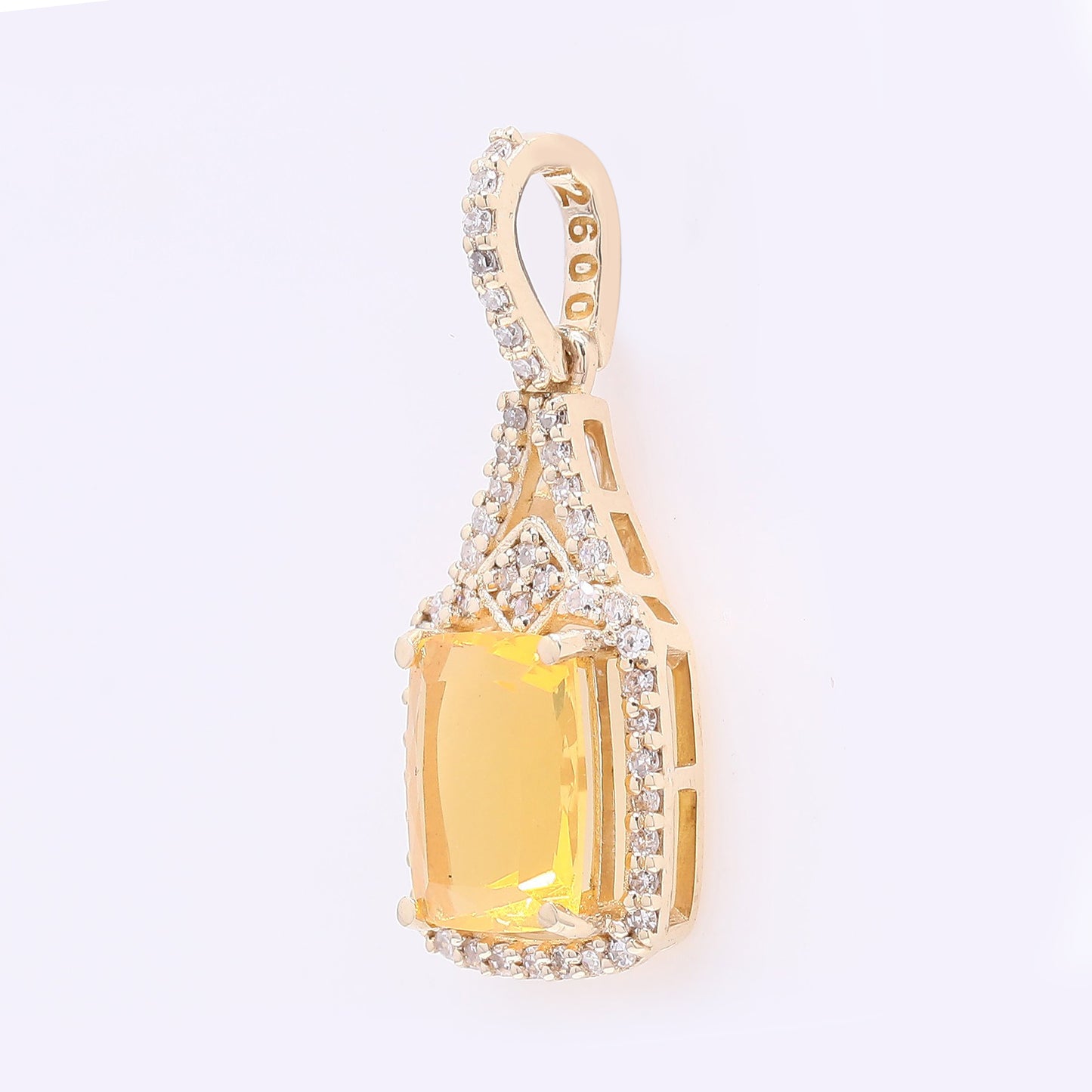 1.13 Ct Cushion Mixed Cut Natural Fire Opal 14K Gold Pendant
