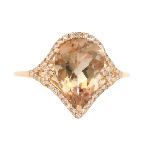 2.53 Ct Pear Oregon Sunstone 14K Gold Ring