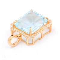 5.65 Ct Octagon Step Cut Natural Aquamarine 14K Gold Pendant