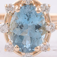 1.26 Ct Oval Natural Aquamarine 14K Gold Ring
