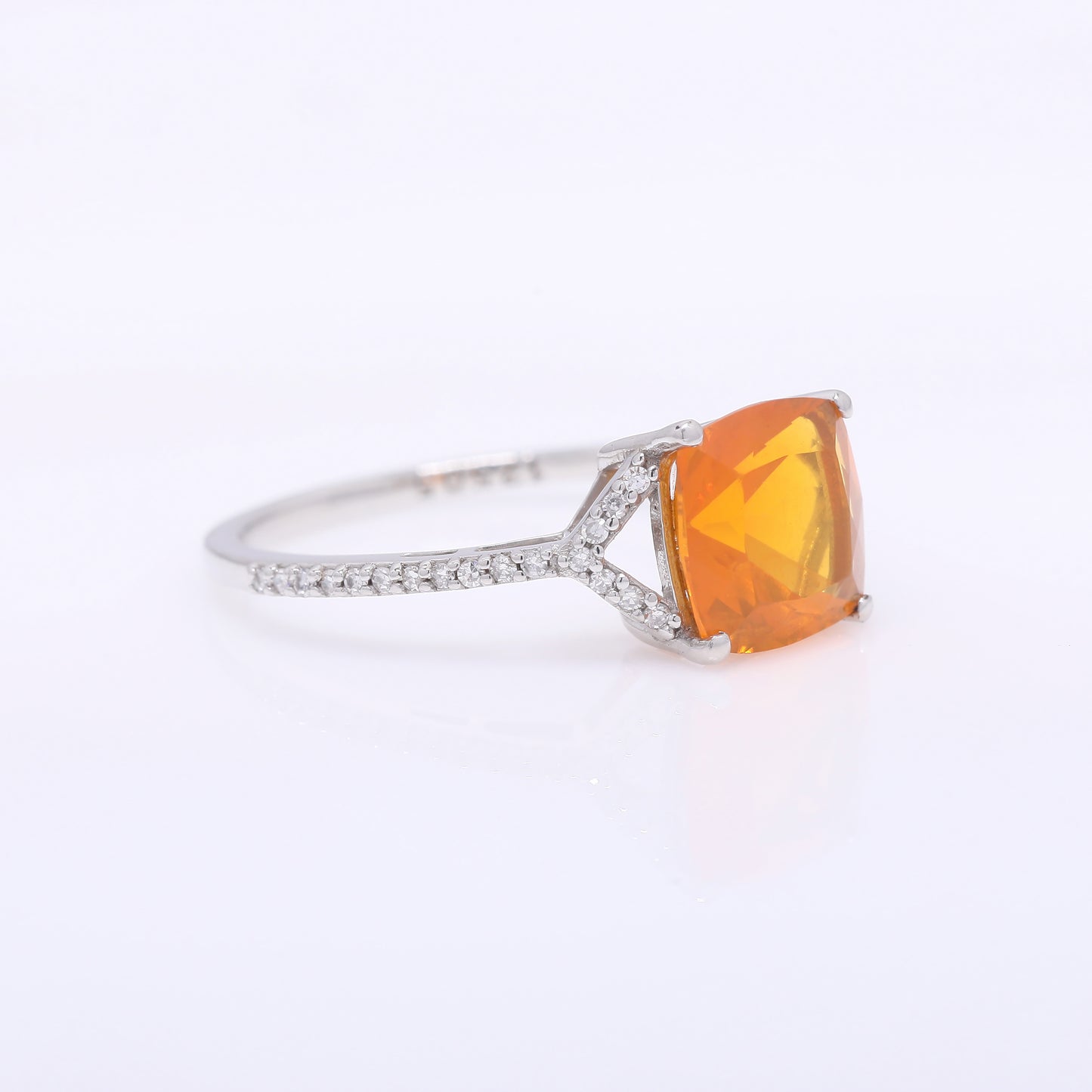 1.57 Ct Cushion Mixed Cut Natural Fire Opal 950 Platinum Ring